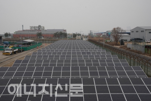 ▲ E1 인천 LPG 저장기지 내 태양광 발전 설비 전경.