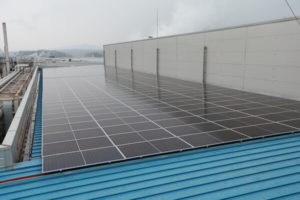 ▲넥스플렉스 증평 공장 지붕태양광 설치 모습.