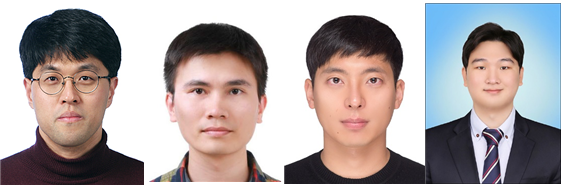 ▲ (왼쪽부터)&nbsp;이영덕 한국에너지공대 교수, 잡반티엔 한국기계연구원 박사, 이동근 한국기계연구원 선임연구원,&nbsp;이수용 한국에너지공대 박사과정.