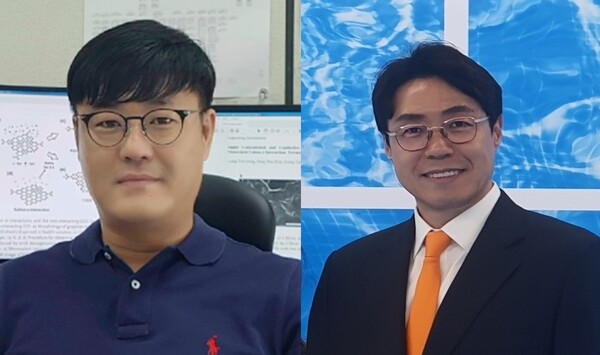 ▲정승열 나노융합연구센터장(왼쪽)과 JNC머트리얼즈 이창근 대표이사.
