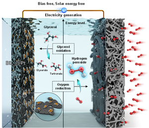 ▲ 전기나 태양광에너지 없이 과산화수소와 글리세르산을 생산하는 시스템.