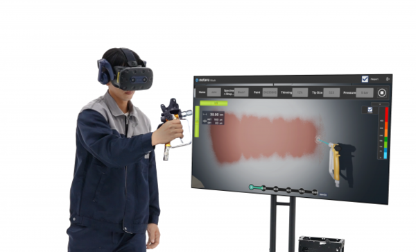 ▲ 메타뷰의 VR 선박 도장 훈련 시스템 시연。