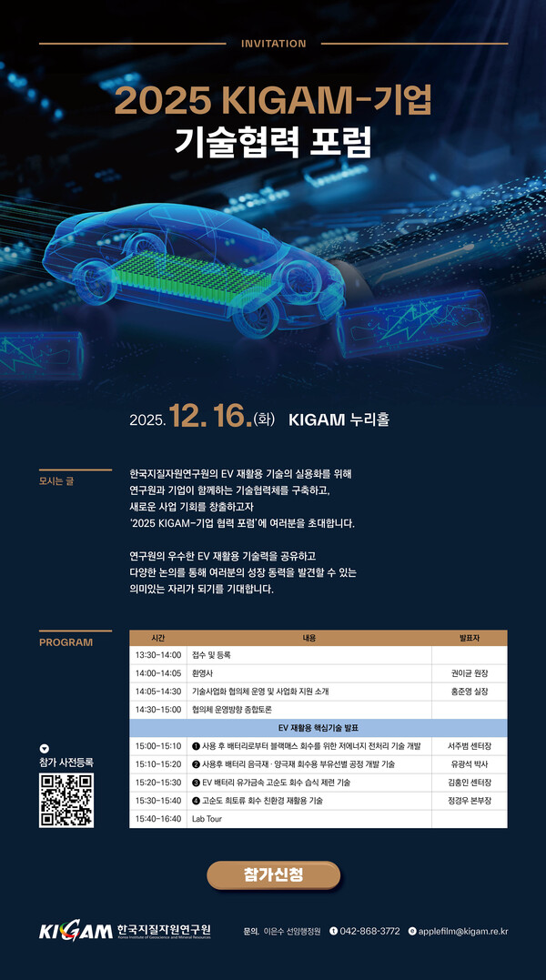 ▲ ‘2025 KIGAM-기업 기술협력 포럼’ 포스터.