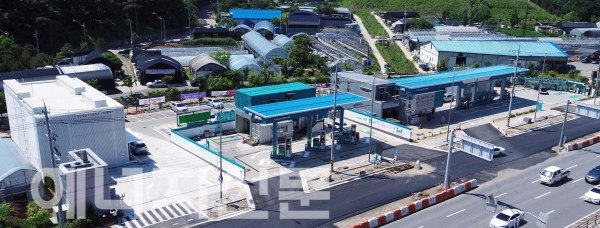 ▲ 주유소와 전기 및 LPG, 수소 등 GS칼텍스의 융복합 에너지 스테이션의 모습。