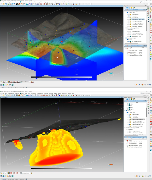▲&nbsp;광물탐사개발연구센터 디지털트윈 기반 광물 탐사 개발 플랫폼 구동화면.
