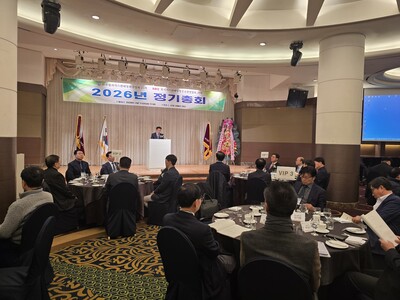 ▲ 이영채 LPG판매협회 회장이 2026년도 정기총회에서 인사말을 하고 있다.