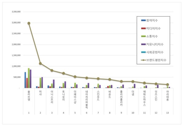화장품 전문점 3월 브랜드평판 빅데이터 분석