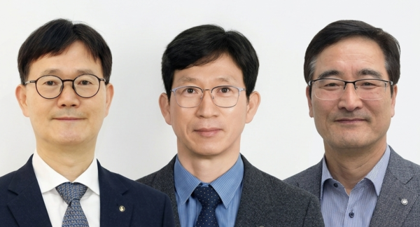 ▲새로운 공단 임원으로 합류한 박영호 부이사장(왼쪽부터), 유기호 상임이사, 김회철 상임이사.