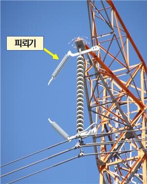 ▲ 송전선로 피뢰기 위치.