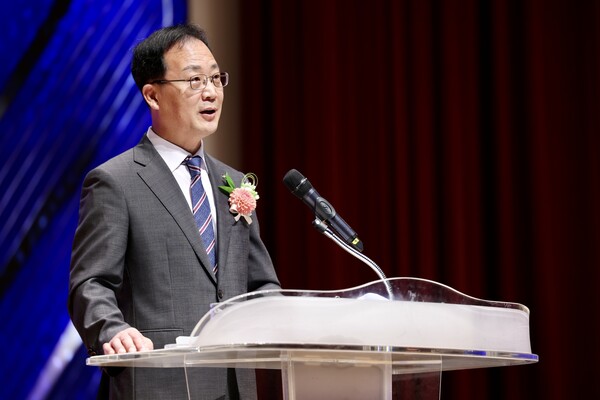 ▲한경남 한전KDN 제14대 상임감사가 취임사를 전하고 있다.