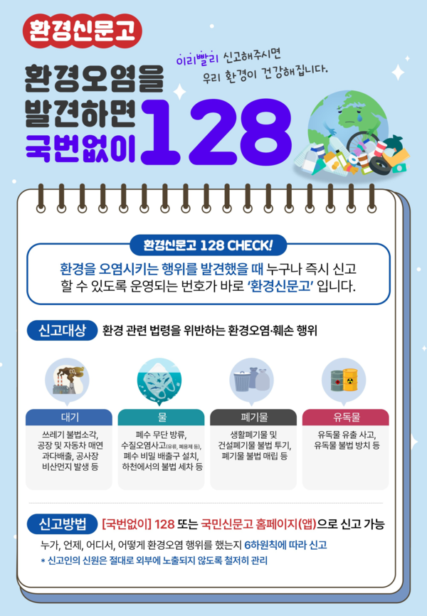 ▲ 환경오염행위 신고 전화(128번) 홍보 포스터.