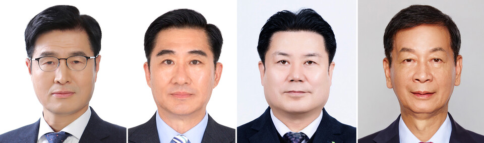 ▲ 왼쪽부터 이상균 HD현대중공업 부회장, 조민수 HD현대중공업 사장, 한주석 HD현대중공업 사장, 박찬혁 HD현대사이트솔루션 사장.