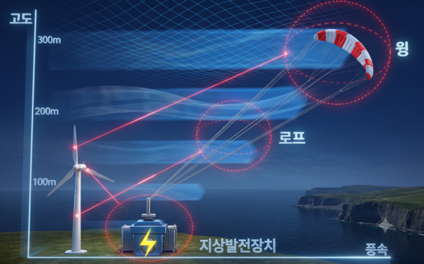 ▲지상거치형 공중풍력발전 예시(AI 생성 이미지).